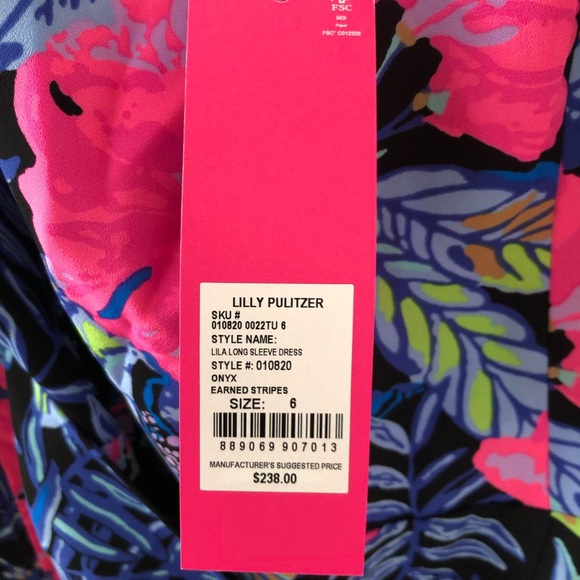 Lilly Pulitzer Lila Dress. Onyx Earned Stripes. NWT. Size 6. - Picture 2 of 3